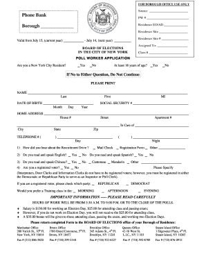 New York City Poll Worker Application