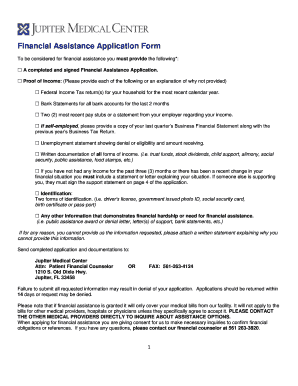 Financial Assistance Application Form