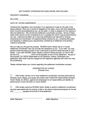Settlement Coordination Disclosure and Release