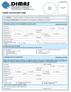 Aruba Temporary Residence Permit Application