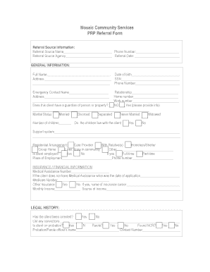Mosaic Community Services PRP Referral Form