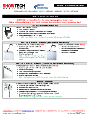 Showtech Rental Lighting Order Form