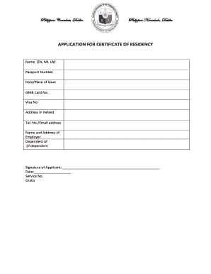 Philippine Residency Certificate Application
