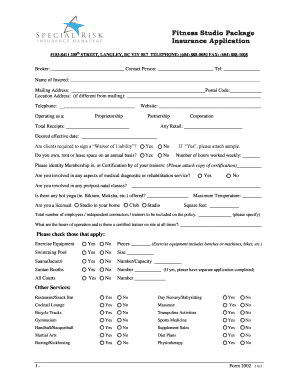Fitness Studio Insurance Application