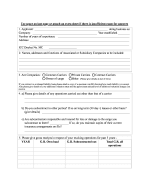 Cargo Insurance Application Form