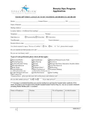 Beauty Spa Insurance Application