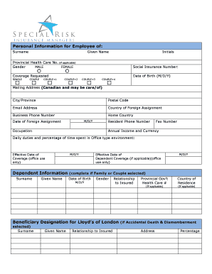 Employee Benefits Coverage Application