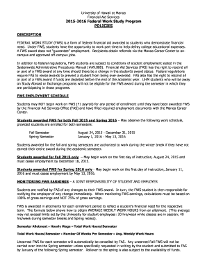 Federal Work Study Program Policies