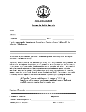 Massachusetts Public Records Request Form
