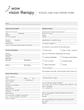 Child Vision and Development History Form