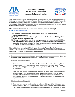 VCAN Case Submission Acknowledgement Letter