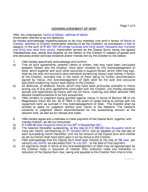 Acknowledgement of Debt Agreement