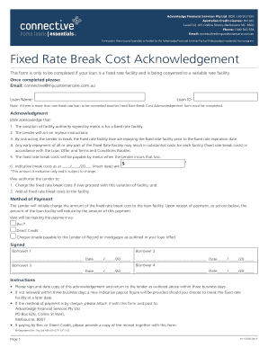 Fixed Rate Break Cost Acknowledgement
