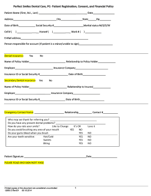 Patient Registration, Consent, and Financial Policy