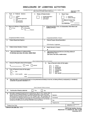 Disclosure of Lobbying Activities Form