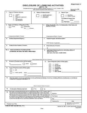 Disclosure of Lobbying Activities Form