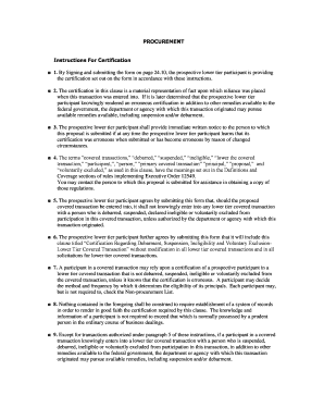 USDA Certification Regarding Debarment