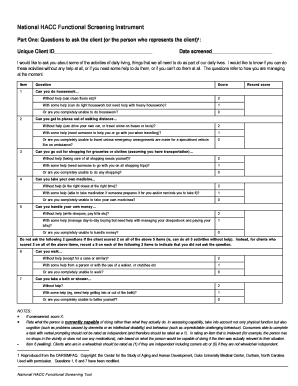 National HACC Functional Screening Instrument