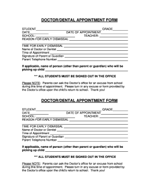 Doctor/Dental Appointment Form