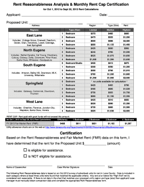 Rent Reasonableness Analysis & Monthly Rent Cap Certification
