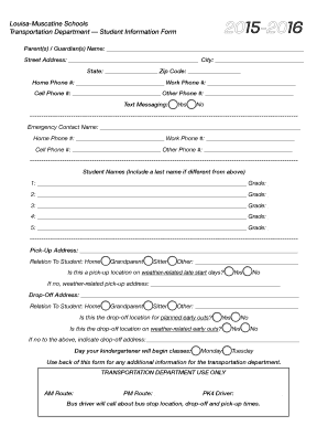 Student Transportation Information Form