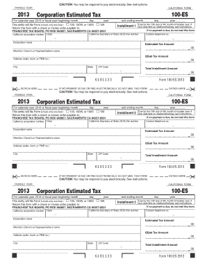 California Form 100-ES 2013 Corporation Estimated Tax