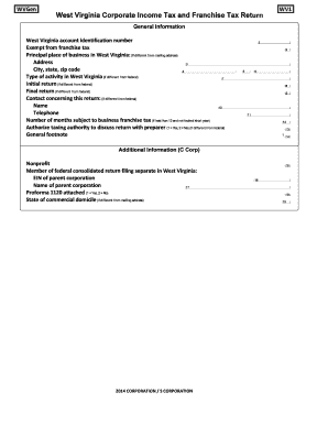 West Virginia Business Franchise Tax Form