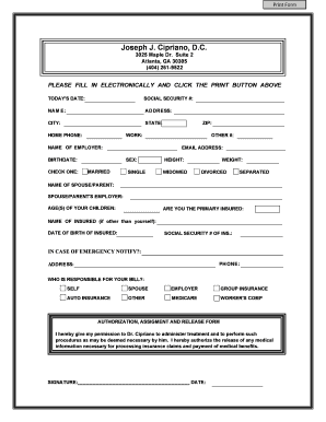 Medical Authorization and Release Form