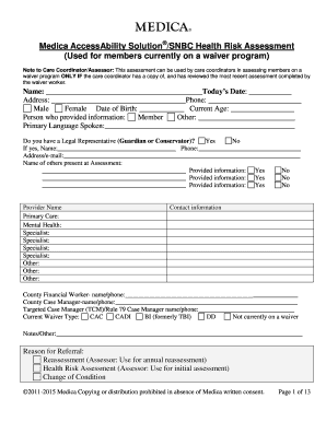 Medica Health Risk Assessment Form