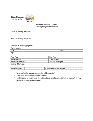 Dislocated Worker Training Program Application