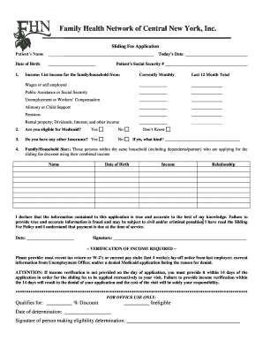 Family Health Network Sliding Fee Application
