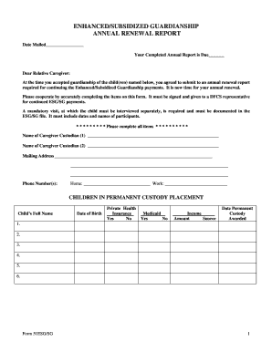 Enhanced Subsidized Guardianship Annual Renewal Report