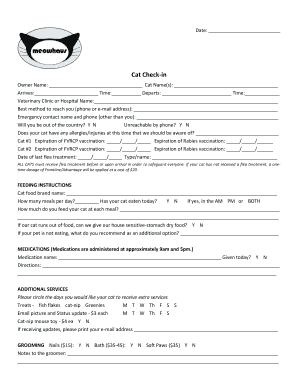 Cat Boarding Service Agreement and Waiver