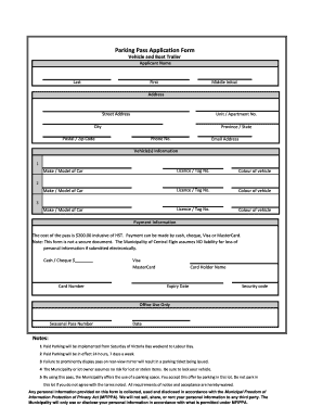 Parking Pass Application Form