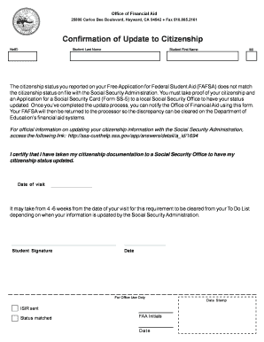Confirmation of Update to Citizenship