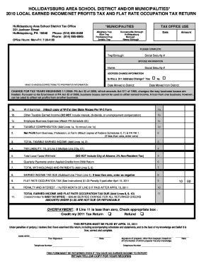 2010 Local Earned Income/Net Profits Tax Return