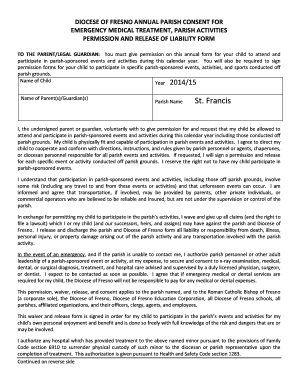 Diocese of Fresno Annual Parish Consent Form
