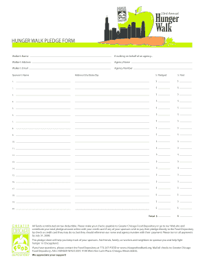 Hunger Walk Pledge Form