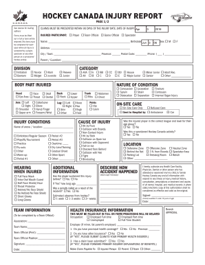 Hockey Canada Injury Report Form