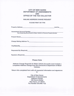 City of New Haven Mailing Address Change Request
