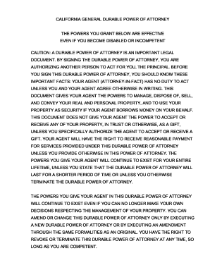 California General Durable Power of Attorney