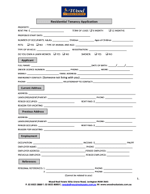 Residential Tenancy Application Form