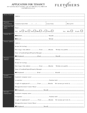Australian Tenancy Application Form