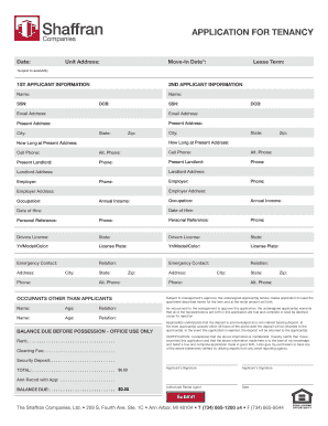Application for Tenancy
