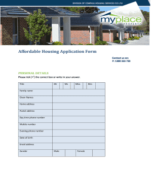 Affordable Housing Application Form