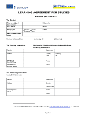LEARNING AGREEMENT FOR STUDIES
