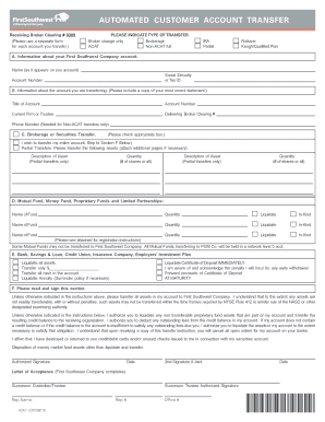 Automated Customer Account Transfer Form