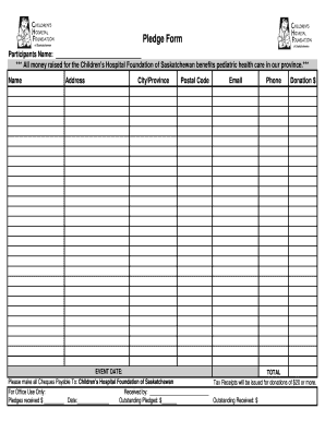 Children's Hospital Foundation Pledge Form