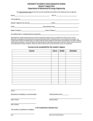 University of North Texas Master's Degree Plan