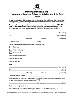 Parking Infringement Nomination Form
